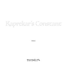 Kaprekar's Constant - Meanwhile ...