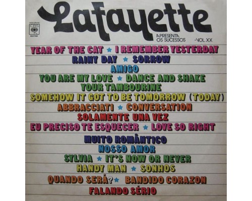 Lafayette - Lafayette Apresenta os Sucessos, Vol. XX Lafayette - Lafayette Apresenta os Sucessos, Vol. XX