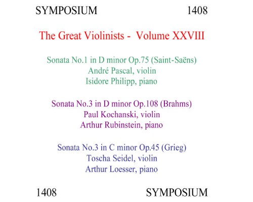 Toscha Seidel, Andre Pascal, Paul Kochanski - The Great Violinists, Vol. 28