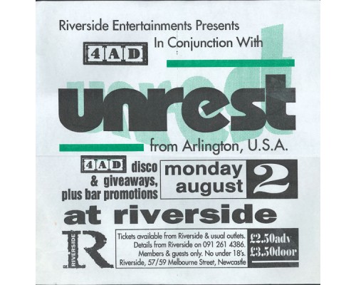 Unrest - Newcastle, August 2, 1993